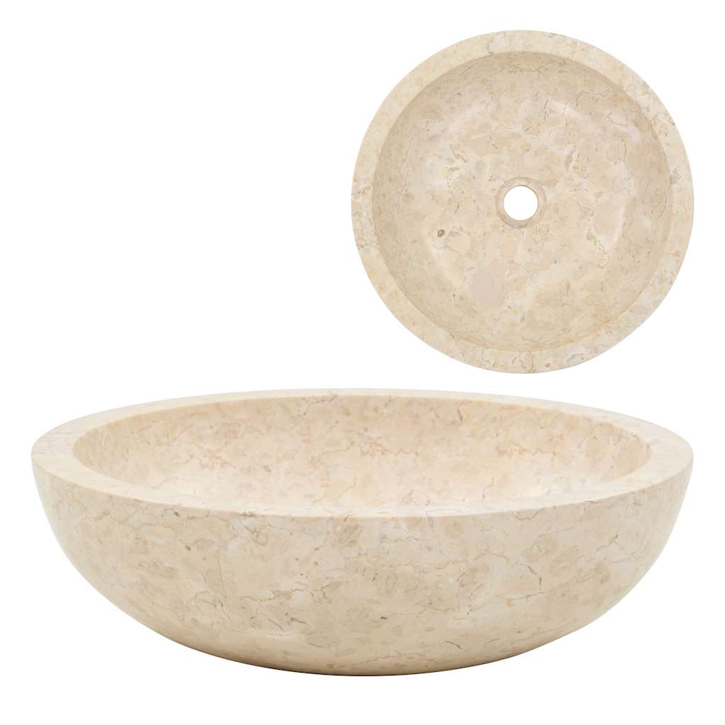 Waschbecken 40x12 cm Marmor Creme