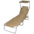 Sonnenliege Klappbar mit Sonnenschutz Stahl Taupe