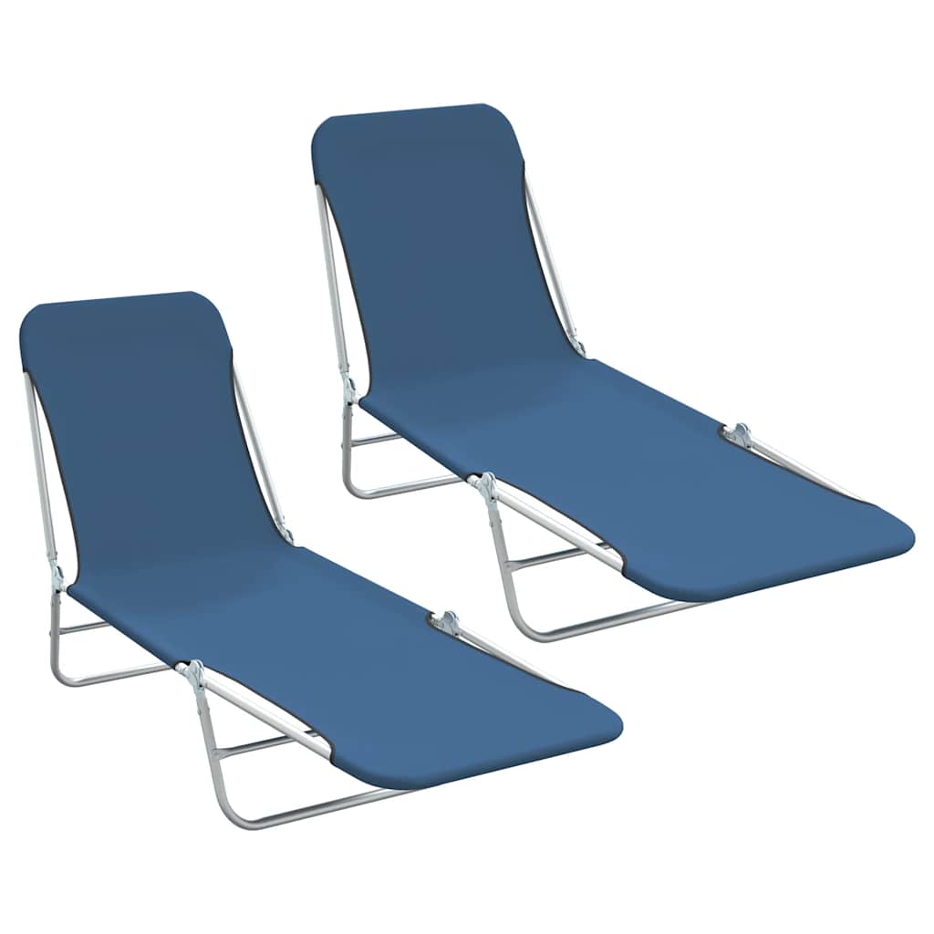 Klappliegen 2 Stk. Stahl und Stoff Blau