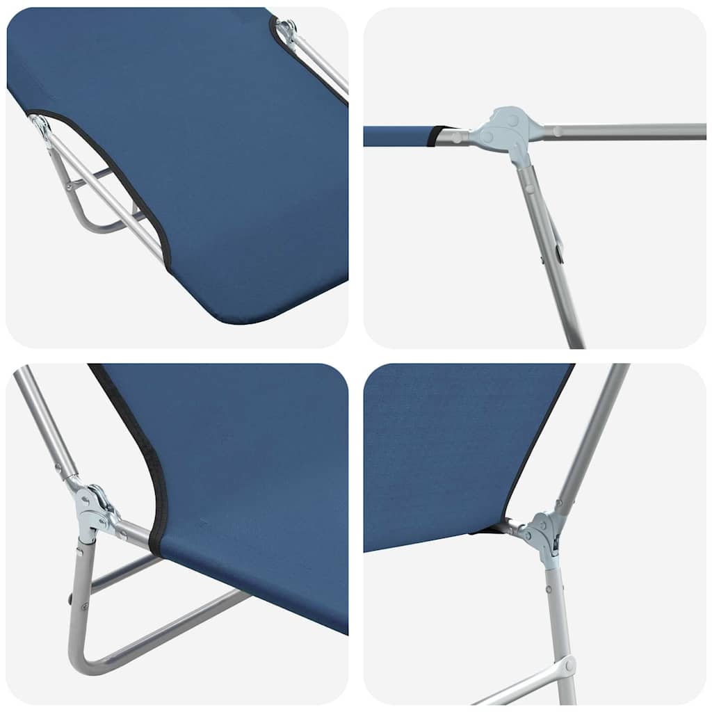 Klappliegen 2 Stk. Stahl und Stoff Blau