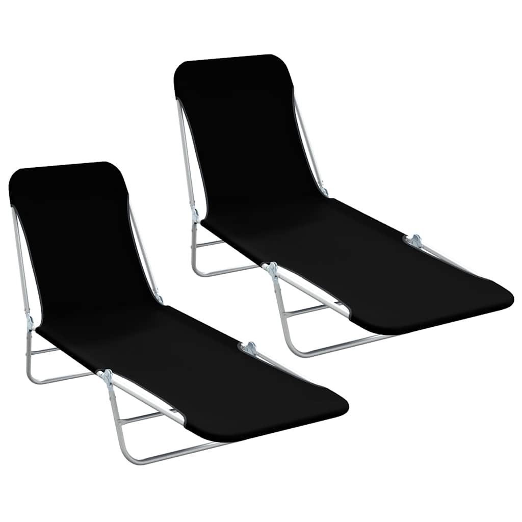 Klappliegen 2 Stk. Stahl und Stoff Schwarz