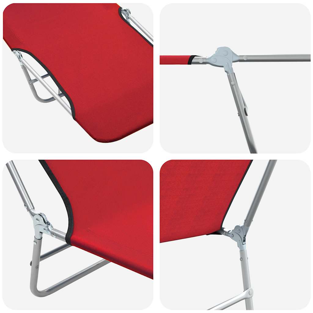 Klappliegen 2 Stk. Stahl und Stoff Rot