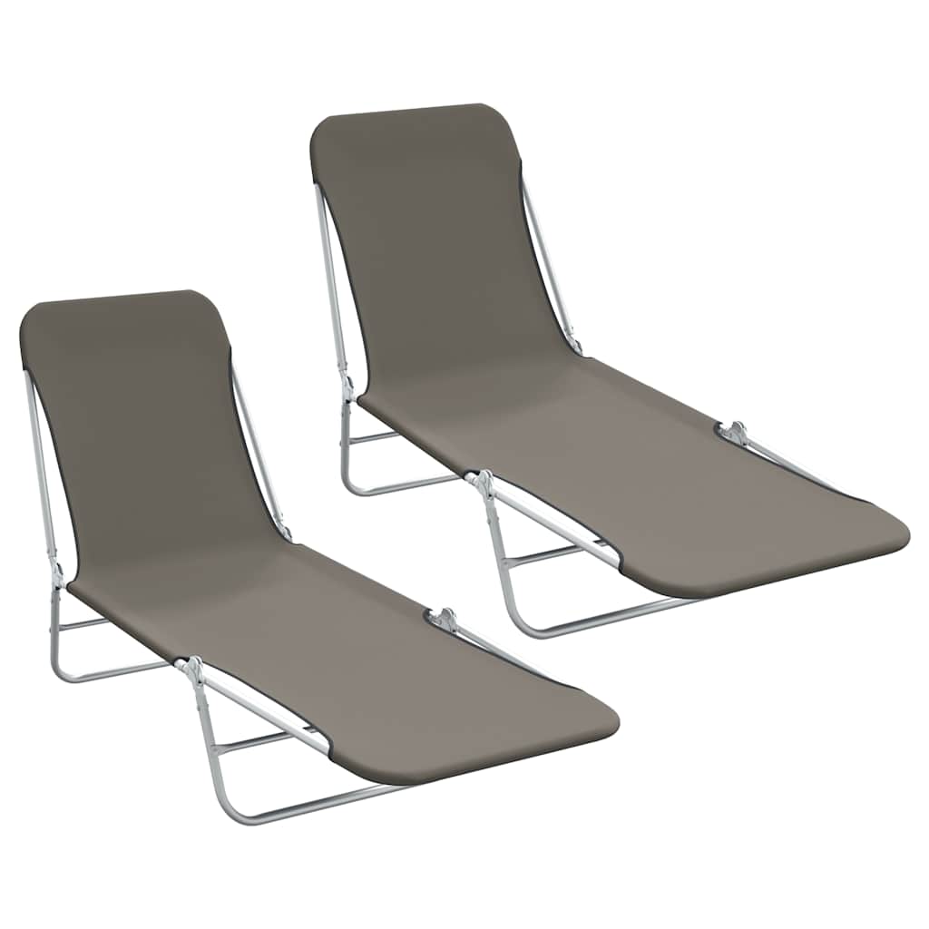 Klappliegen 2 Stk. Stahl und Stoff Grau