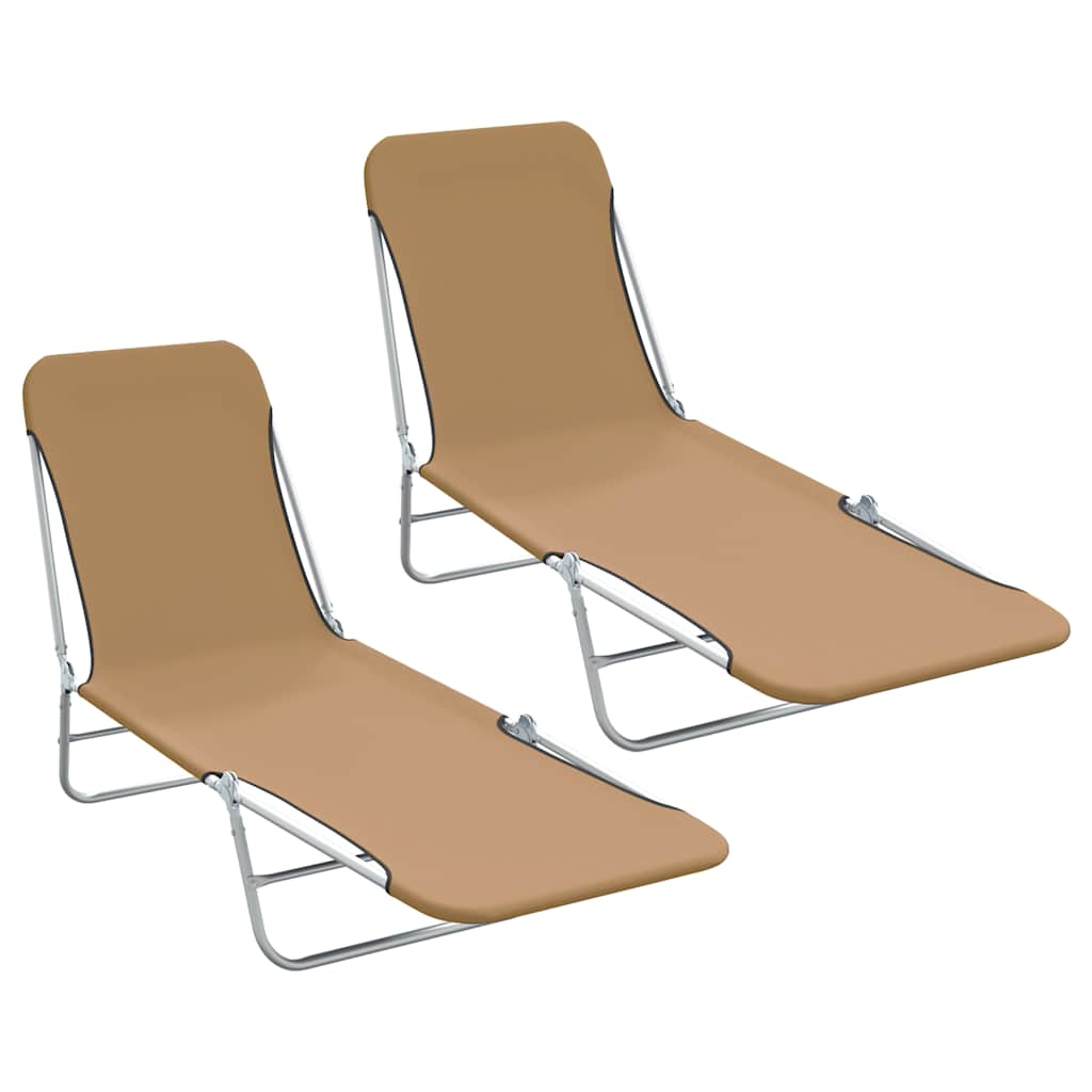 Klappliegen 2 Stk. Stahl und Stoff Taupe