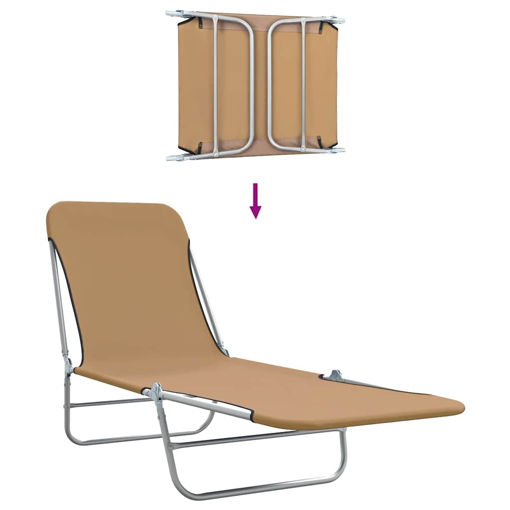 Klappliegen 2 Stk. Stahl und Stoff Taupe