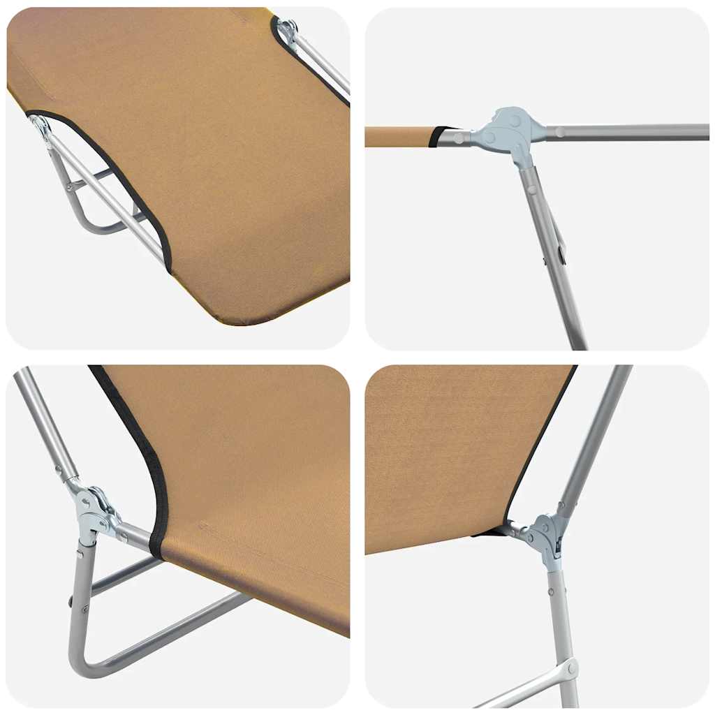 Klappliegen 2 Stk. Stahl und Stoff Taupe