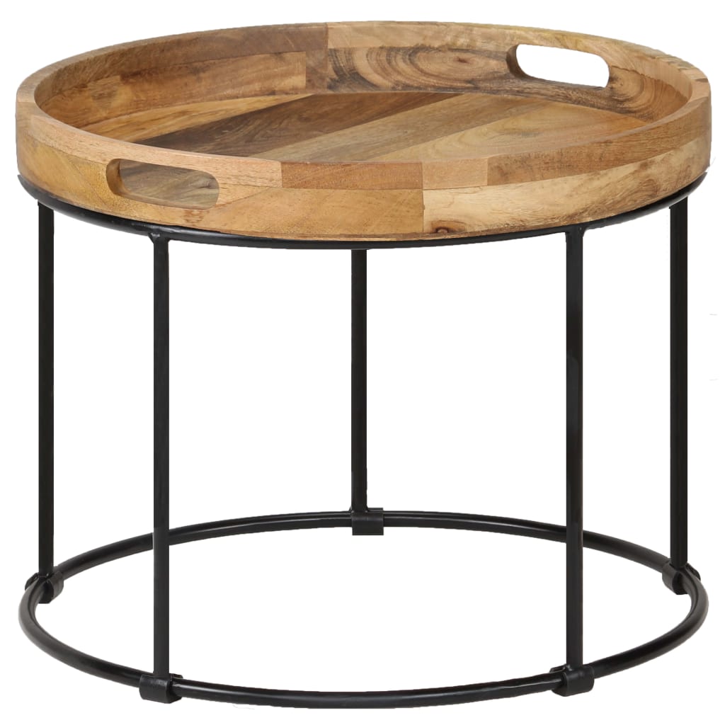 Couchtisch Massivholz Mango und Stahl 50x40 cm