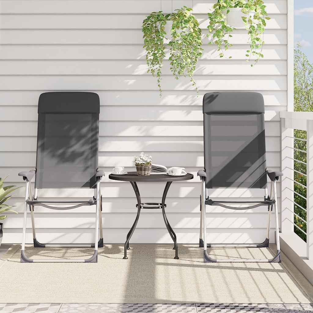 Klappbare Campingstühle 2 Stk. Grau Aluminium