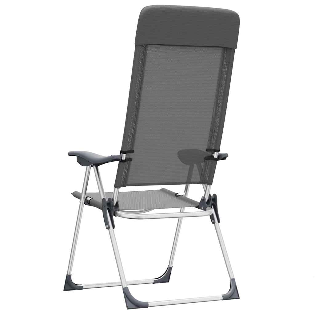 Klappbare Campingstühle 2 Stk. Grau Aluminium