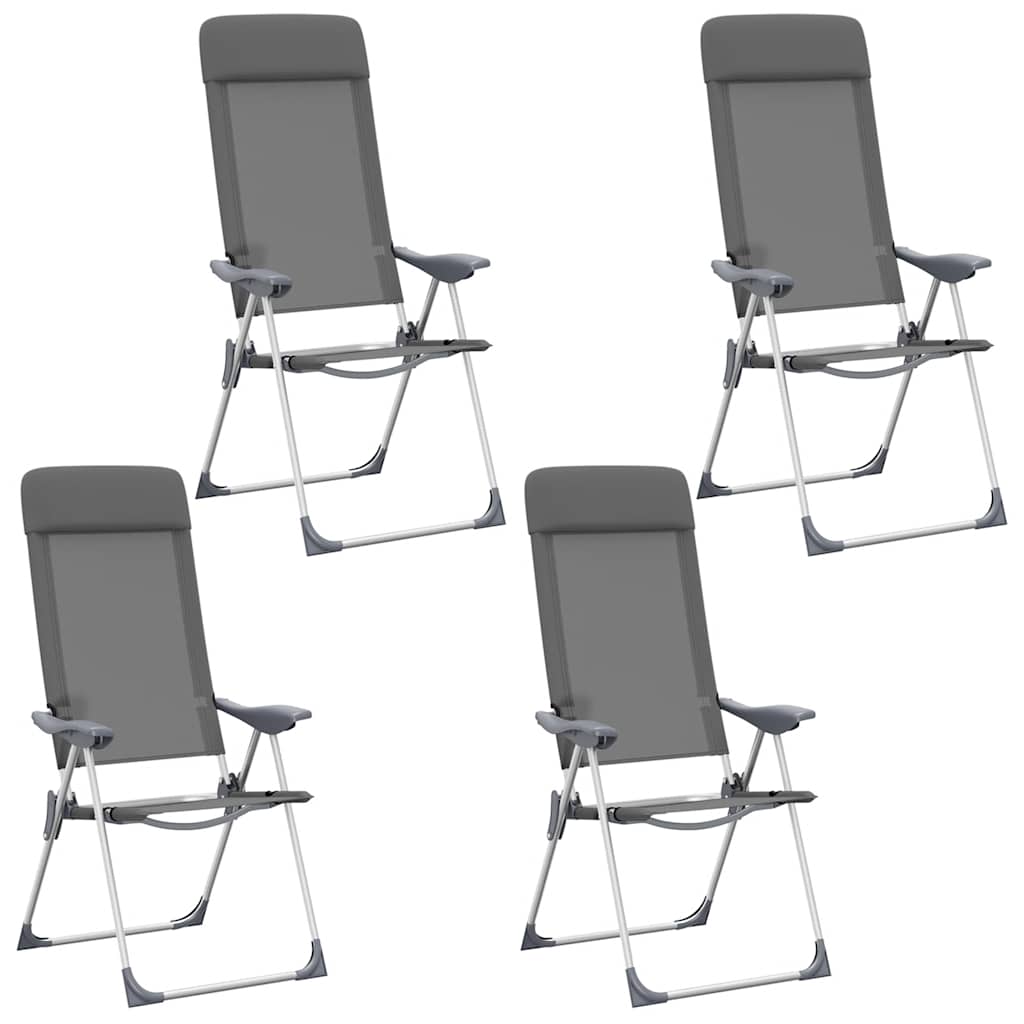 Klappbare Campingstühle 4 Stk. Grau Aluminium