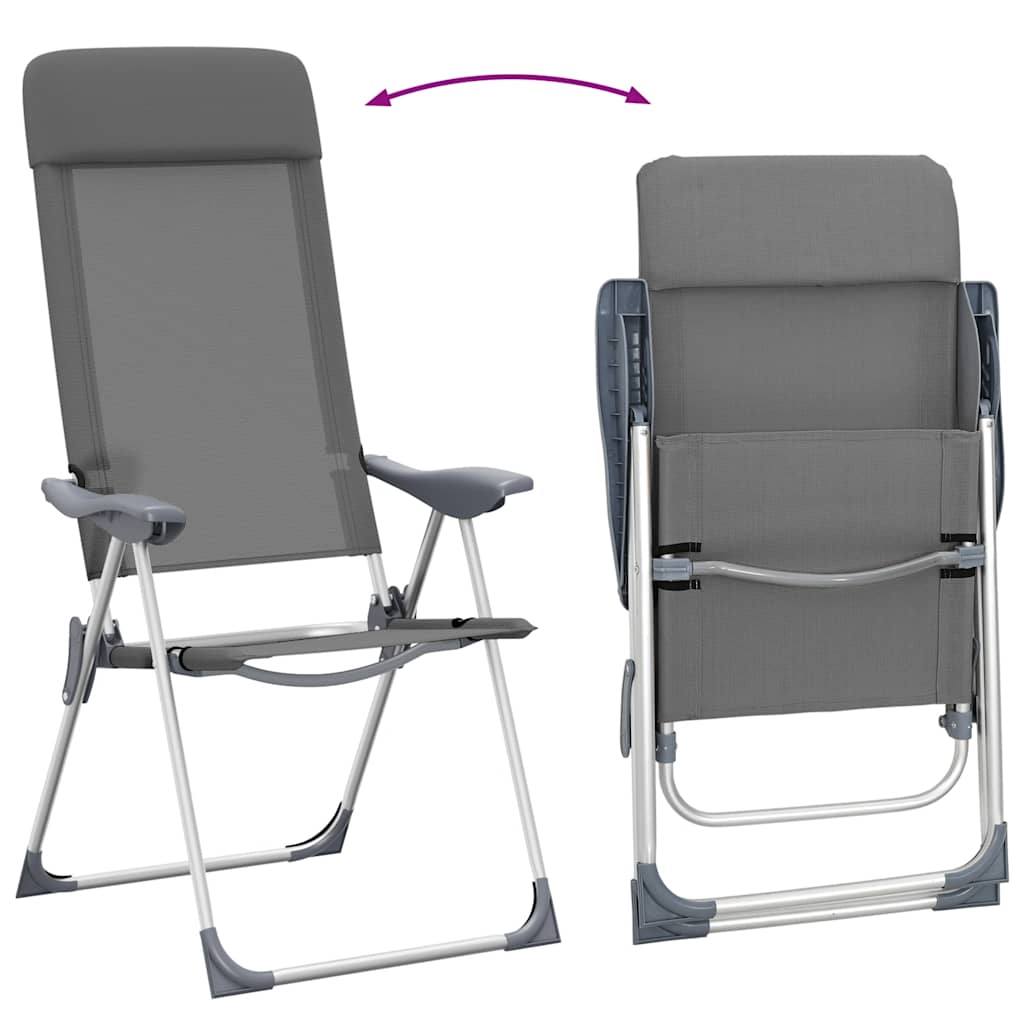 Klappbare Campingstühle 4 Stk. Grau Aluminium