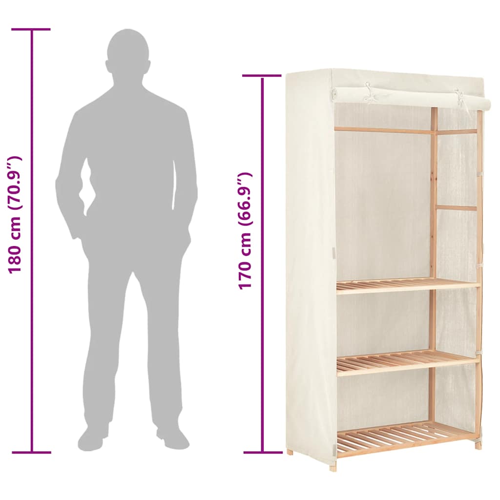 Kleiderschrank mit 3 Ebenen 79 x 40 x 170 cm