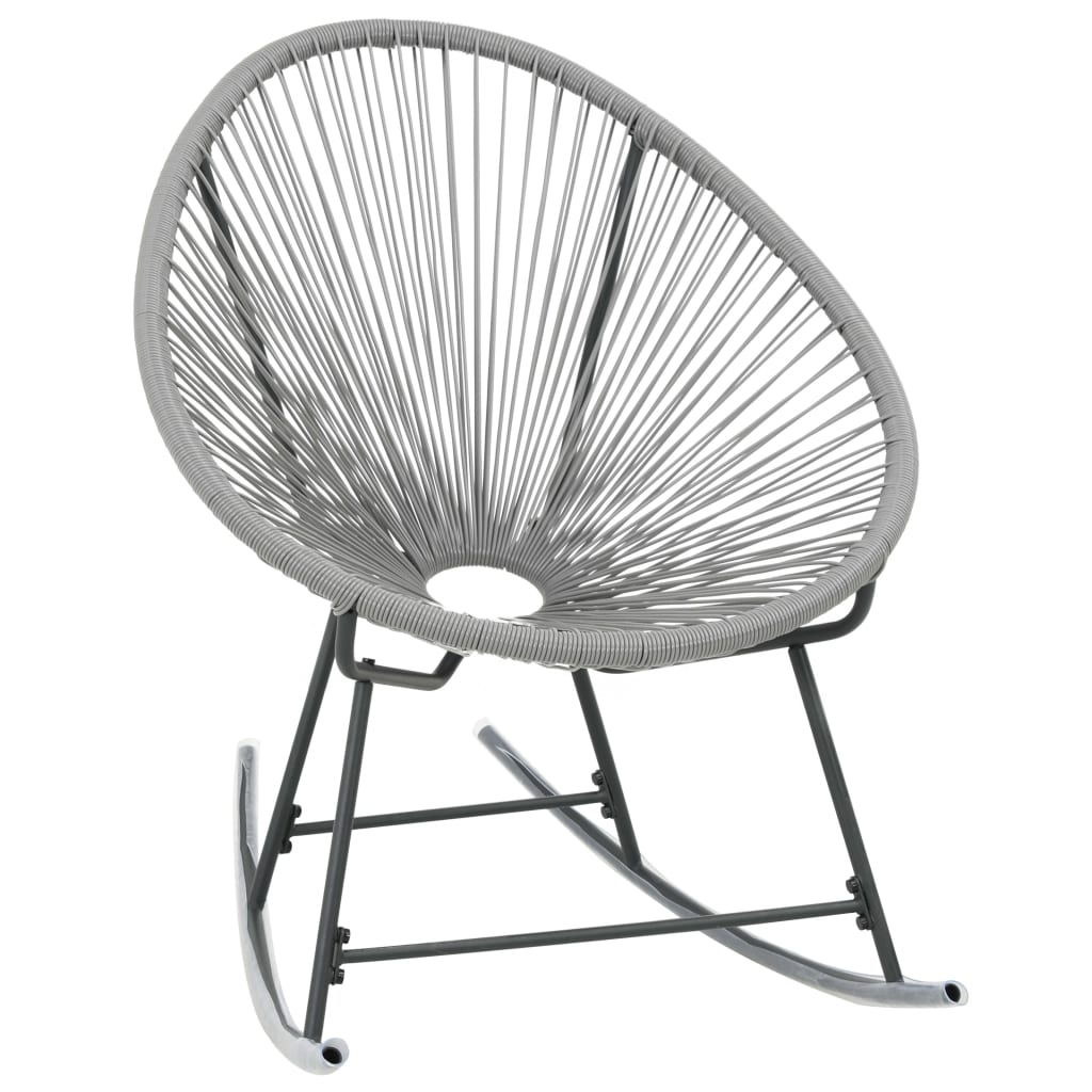 Schaukelstuhl Mondstuhl Grau Poly Rattan