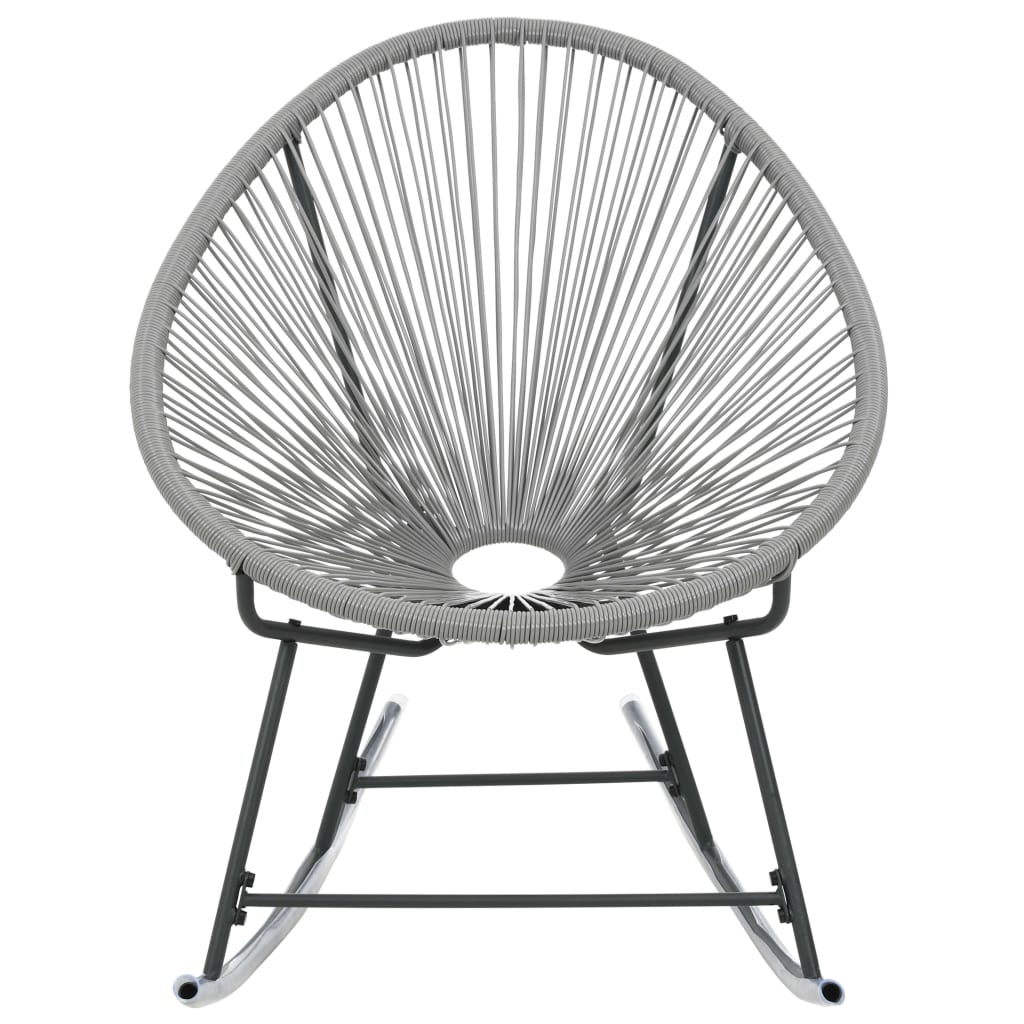 Schaukelstuhl Mondstuhl Grau Poly Rattan