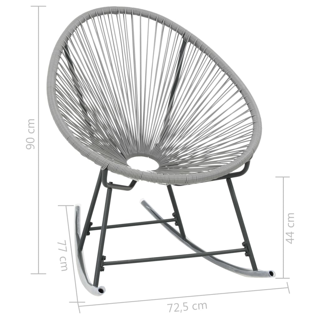 Schaukelstuhl Mondstuhl Grau Poly Rattan