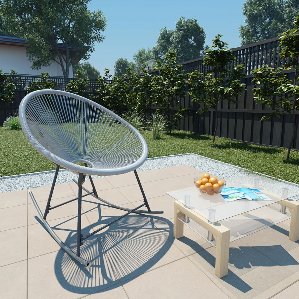 Schaukelstuhl Mondstuhl Grau Poly Rattan