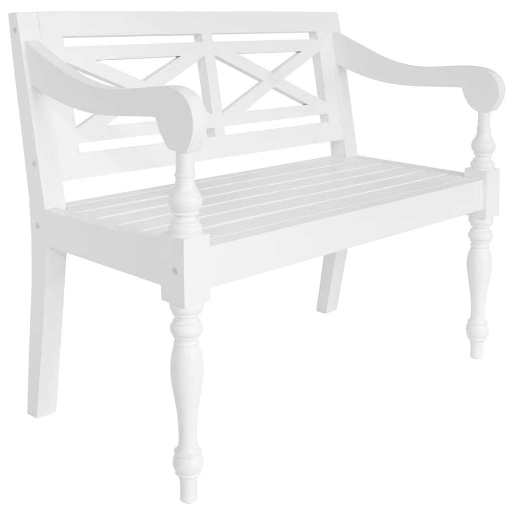 Batavia-Sitzbank 98 cm Mahagoni Massivholz Weiß