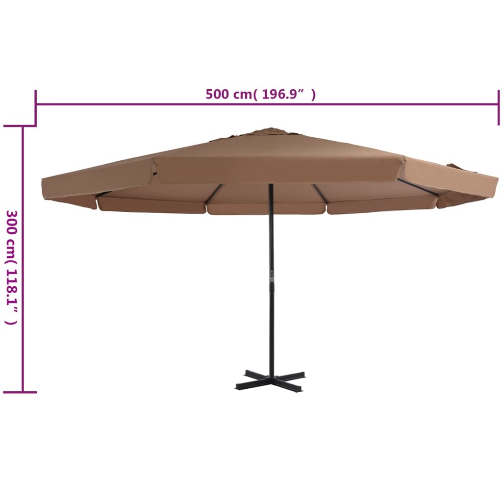 Sonnenschirm mit Aluminium-Mast 500 cm Taupe