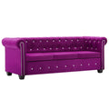 Chesterfield Sofa 3-Sitzer Samtbezug 199x75x72cm Lila