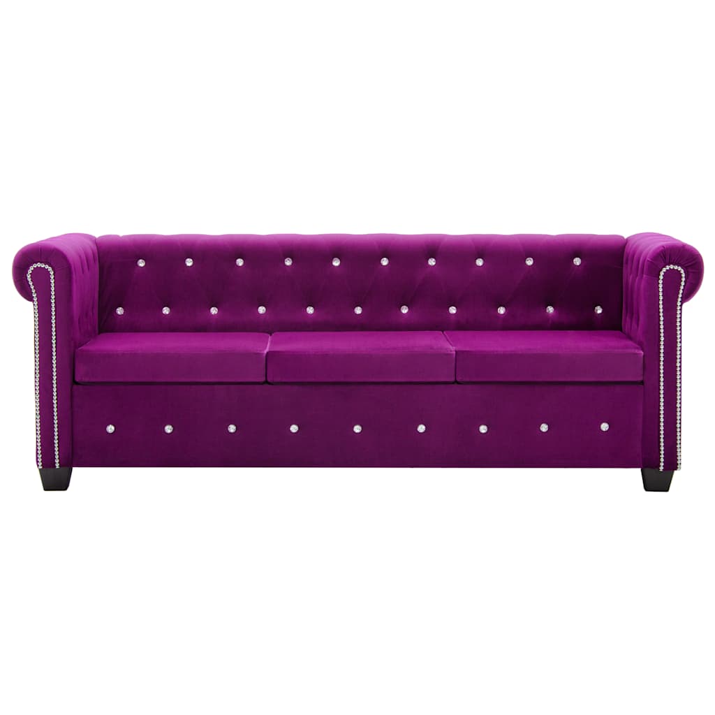 Chesterfield Sofa 3-Sitzer Samtbezug 199x75x72cm Lila