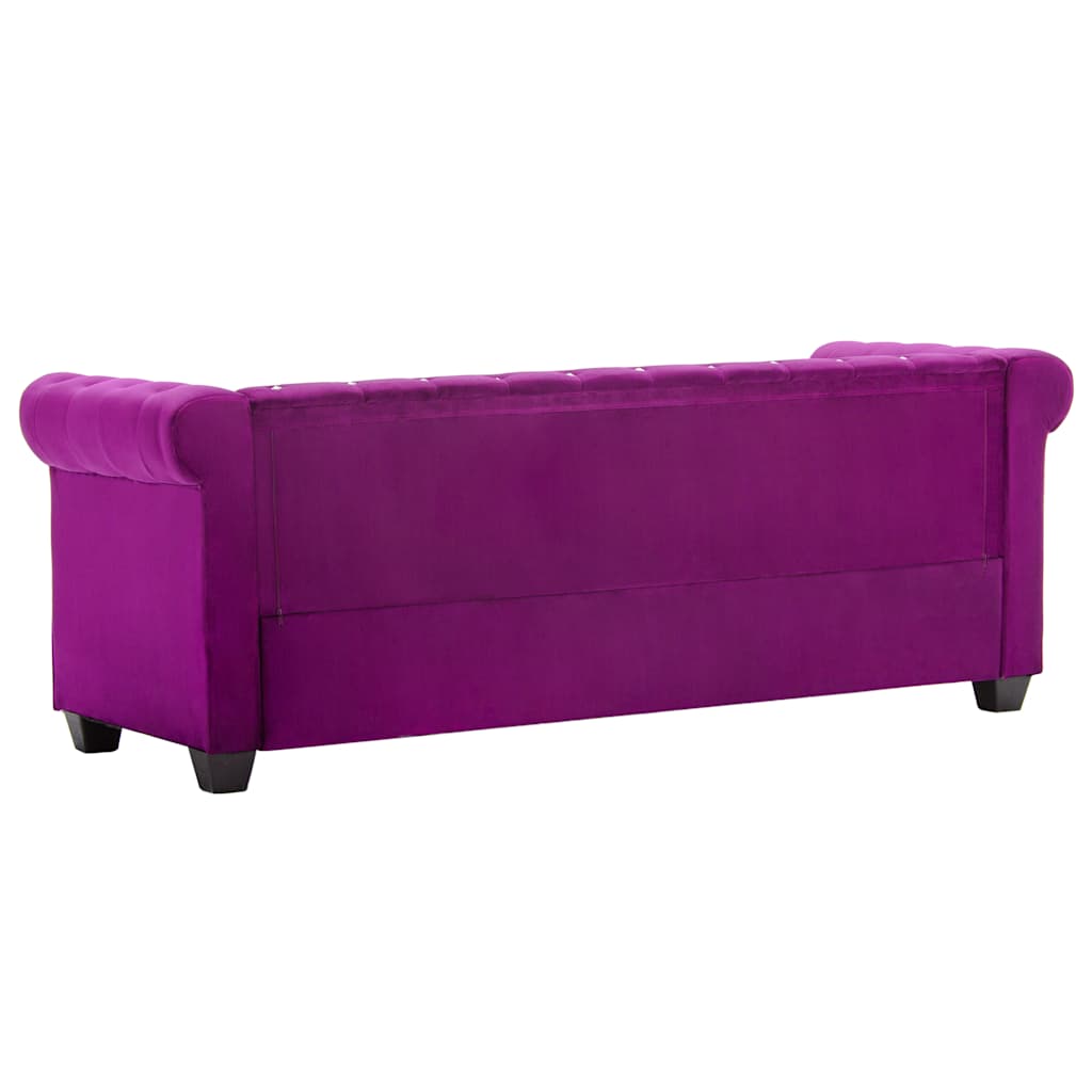 Chesterfield Sofa 3-Sitzer Samtbezug 199x75x72cm Lila