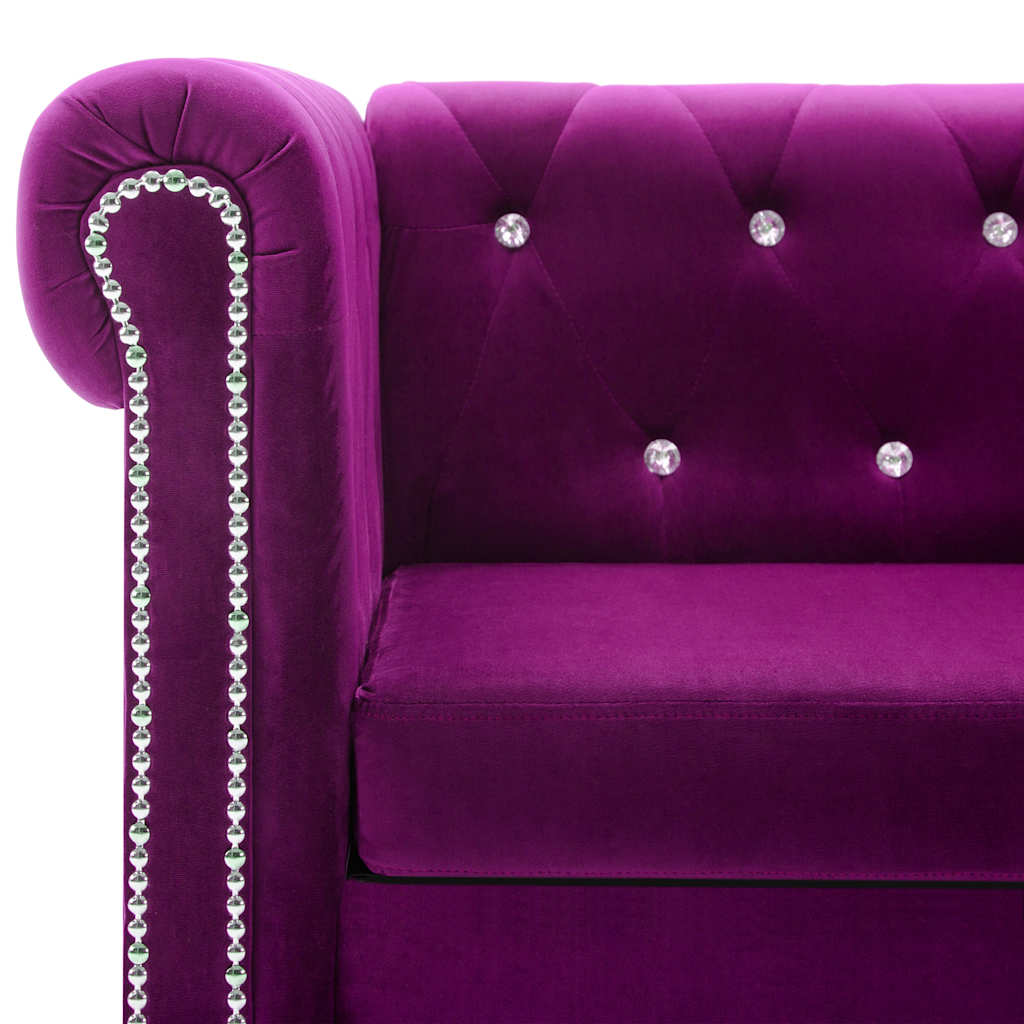 Chesterfield Sofa 3-Sitzer Samtbezug 199x75x72cm Lila