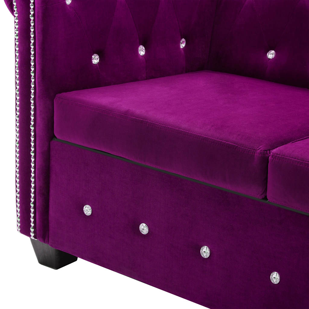 Chesterfield Sofa 3-Sitzer Samtbezug 199x75x72cm Lila