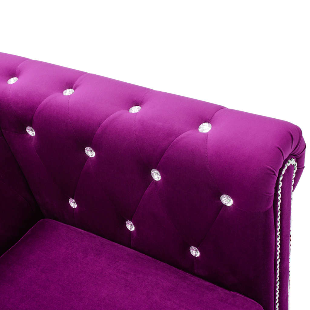 Chesterfield Sofa 3-Sitzer Samtbezug 199x75x72cm Lila