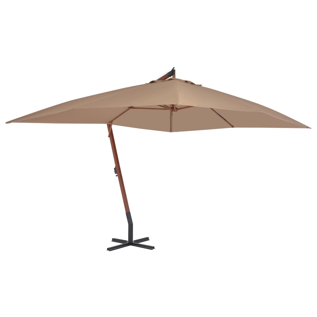 Ampelschirm mit Holz-Mast 400x300 cm Taupe
