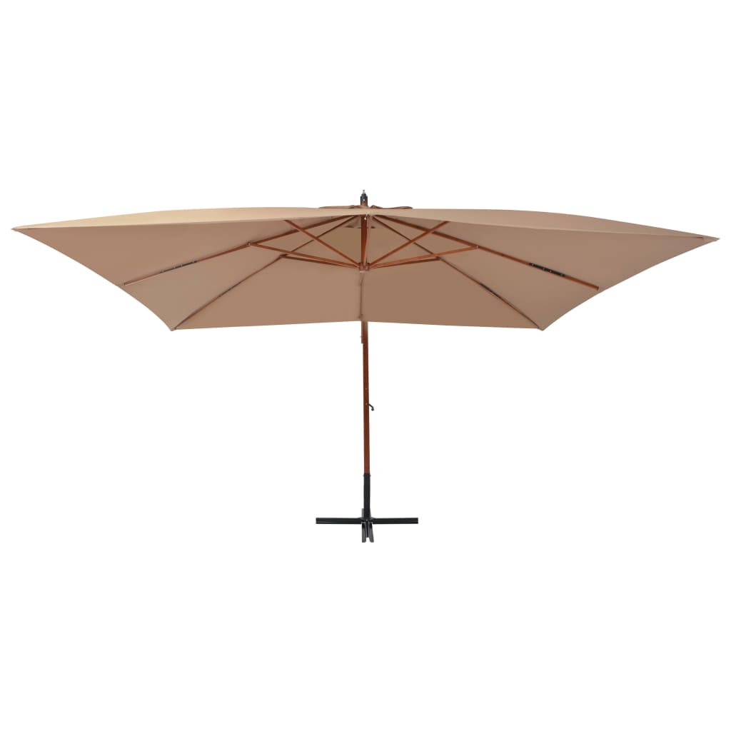 Ampelschirm mit Holz-Mast 400x300 cm Taupe