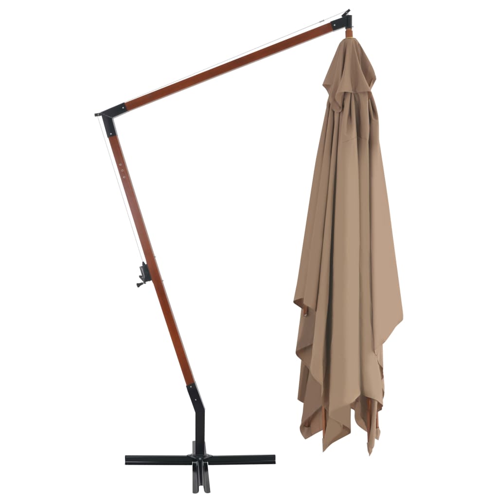 Ampelschirm mit Holz-Mast 400x300 cm Taupe