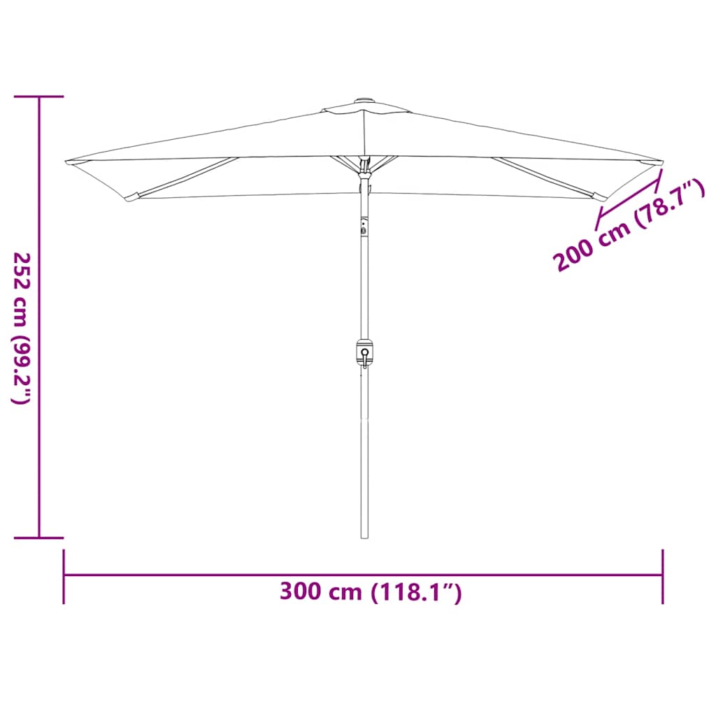 Sonnenschirm mit Metall-Mast 300x200 cm Bordeauxrot