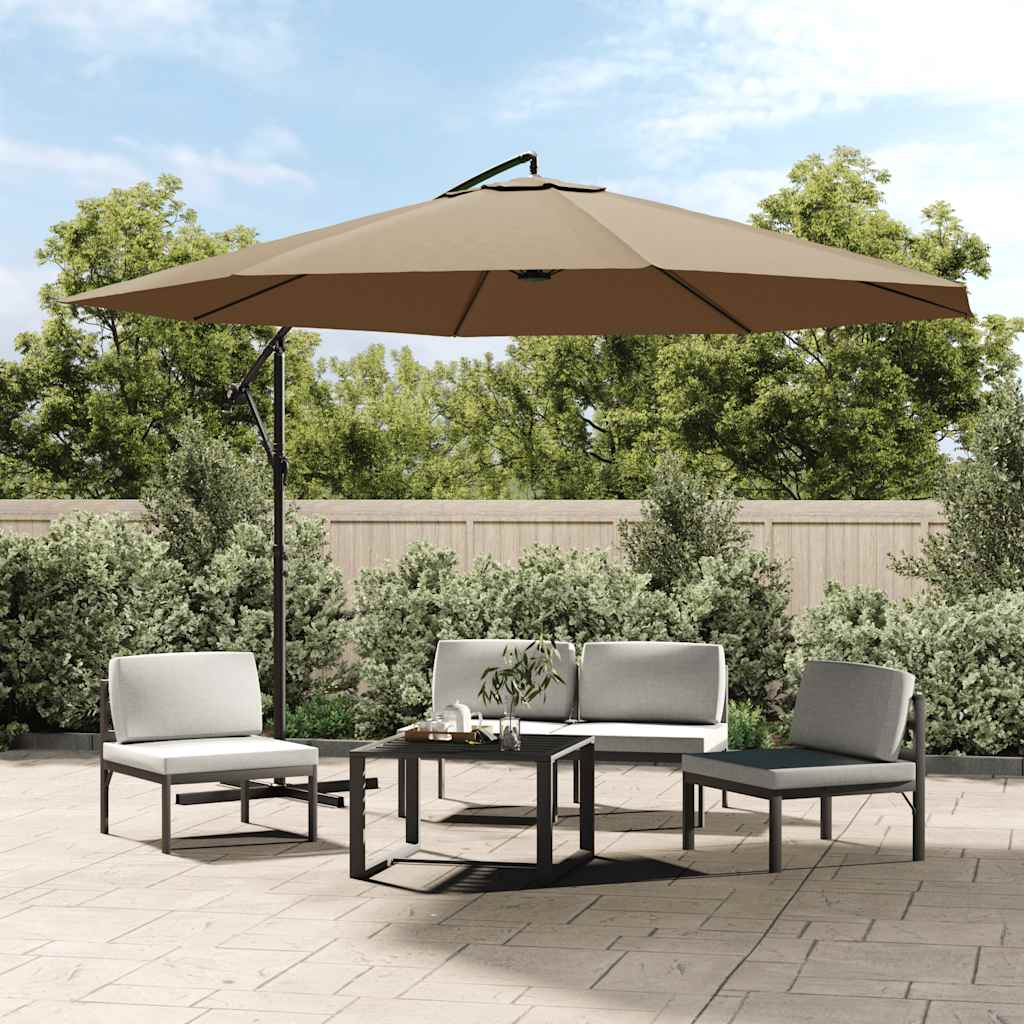 Ampelschirm mit Aluminium-Mast 350 cm Taupe