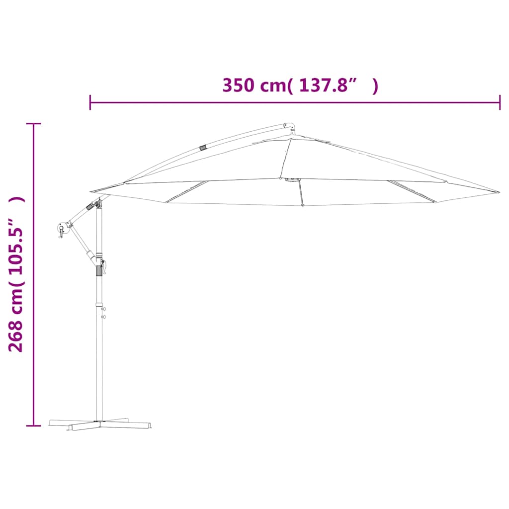Ampelschirm mit Aluminium-Mast 350 cm Taupe