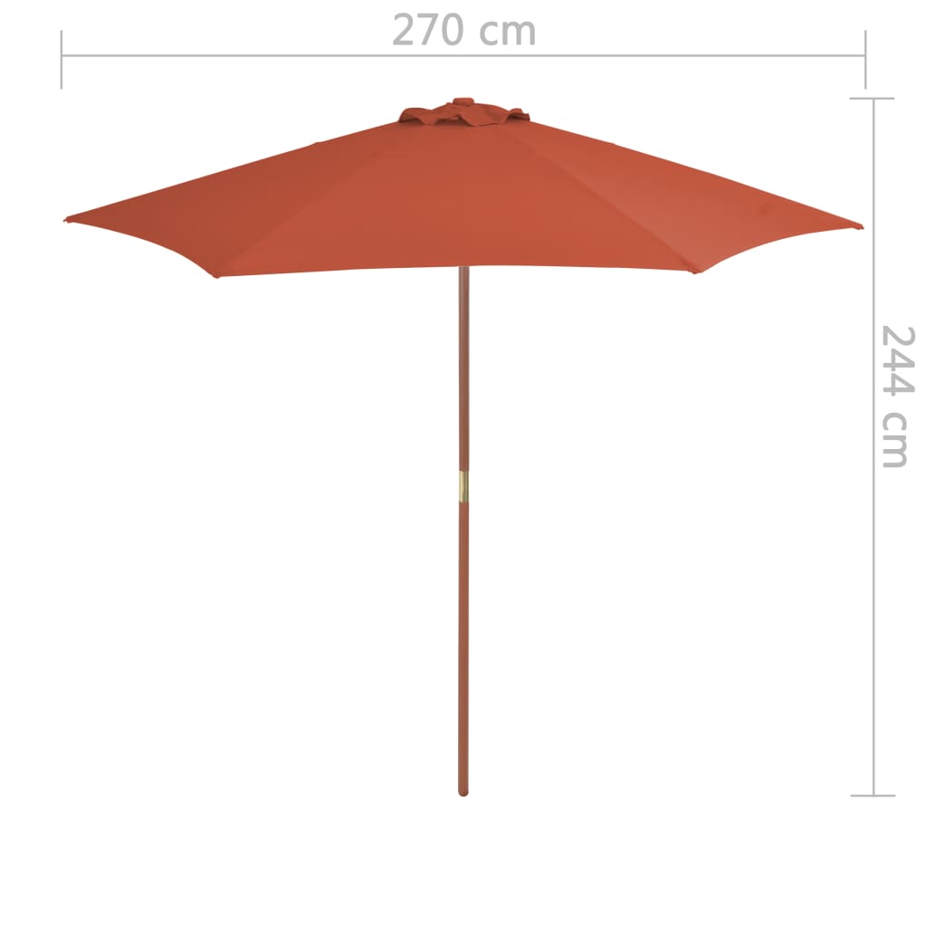 Sonnenschirm mit Holz-Mast 270 cm Terrakotta
