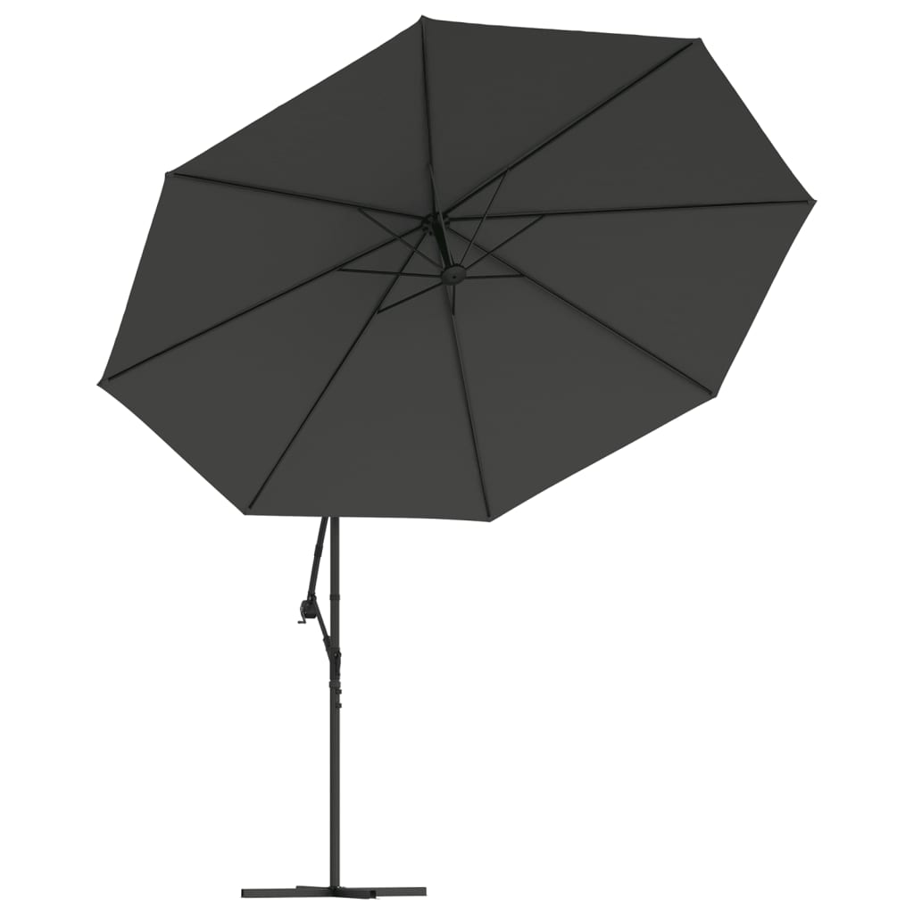 Ampelschirm mit LED-Beleuchtung und Metall-Mast 350cm Anthrazit