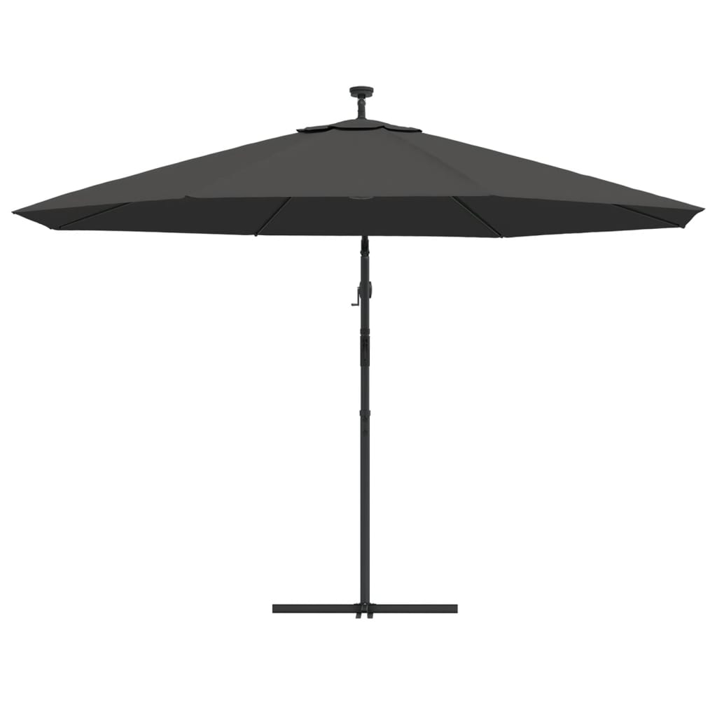 Ampelschirm mit LED-Beleuchtung und Metall-Mast 350cm Anthrazit