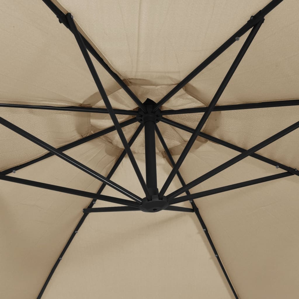 Ampelschirm mit LED-Beleuchtung und Metall-Mast 350 cm Taupe