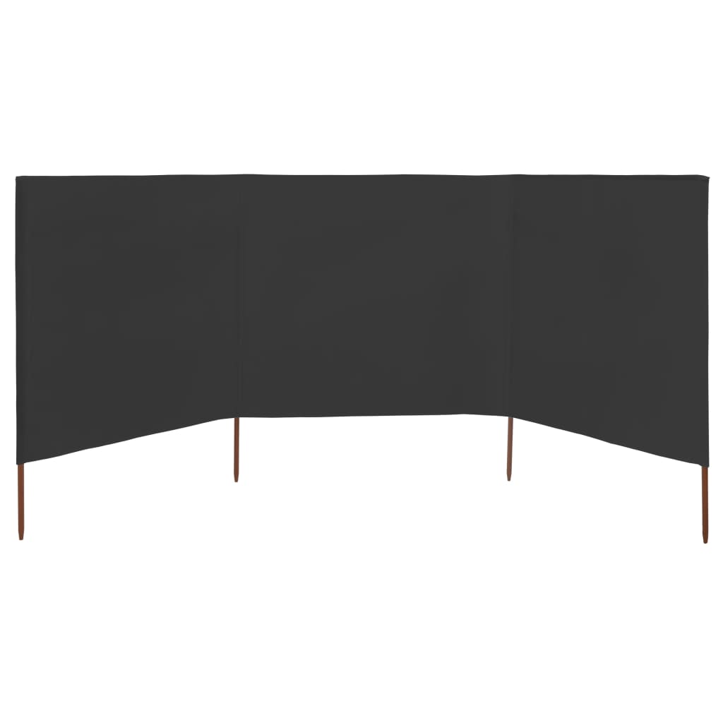 3-teiliges Windschutzgewebe 400 x 120 cm Anthrazit
