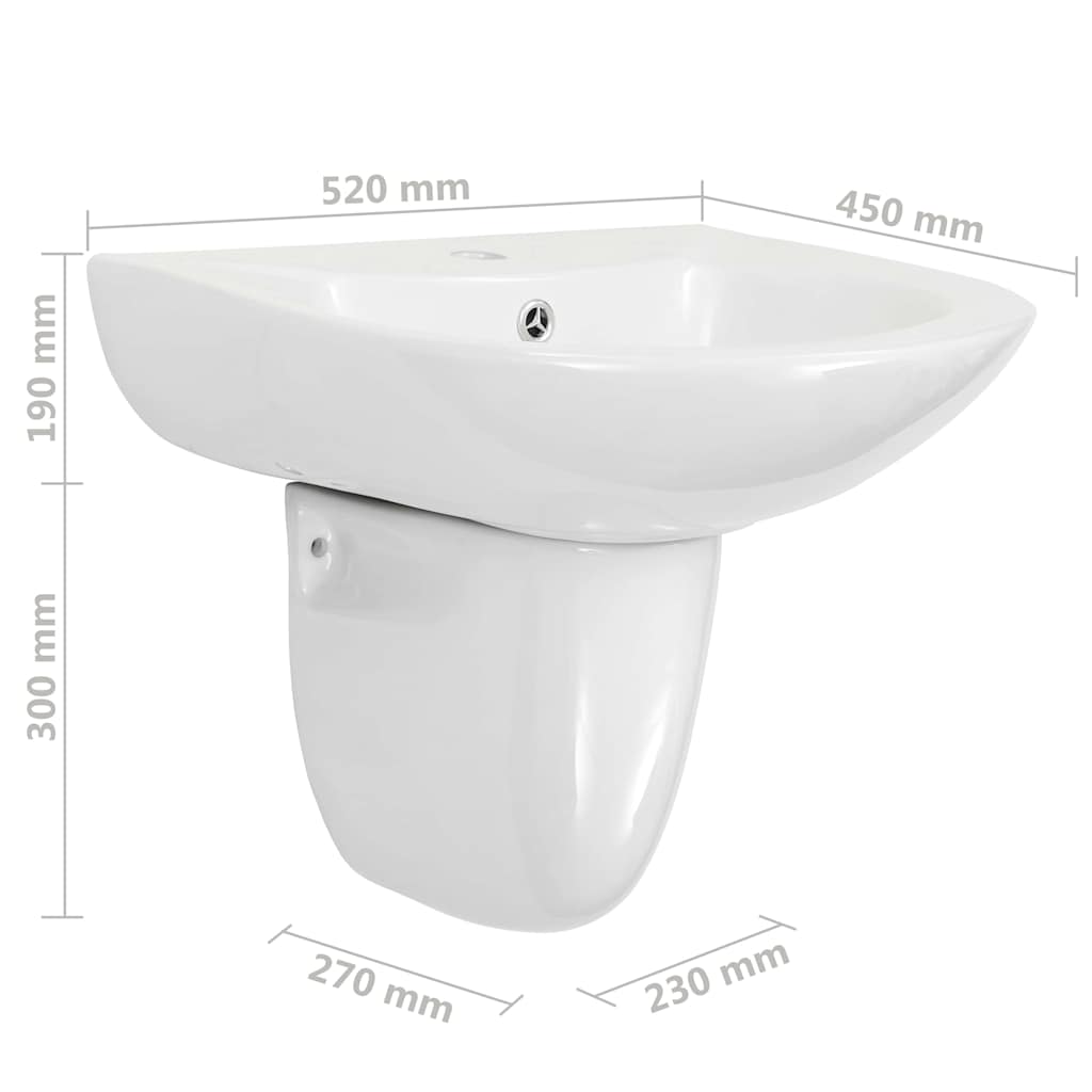Waschbecken Weiß 52 x 45 x 49 cm Glasierte Keramik