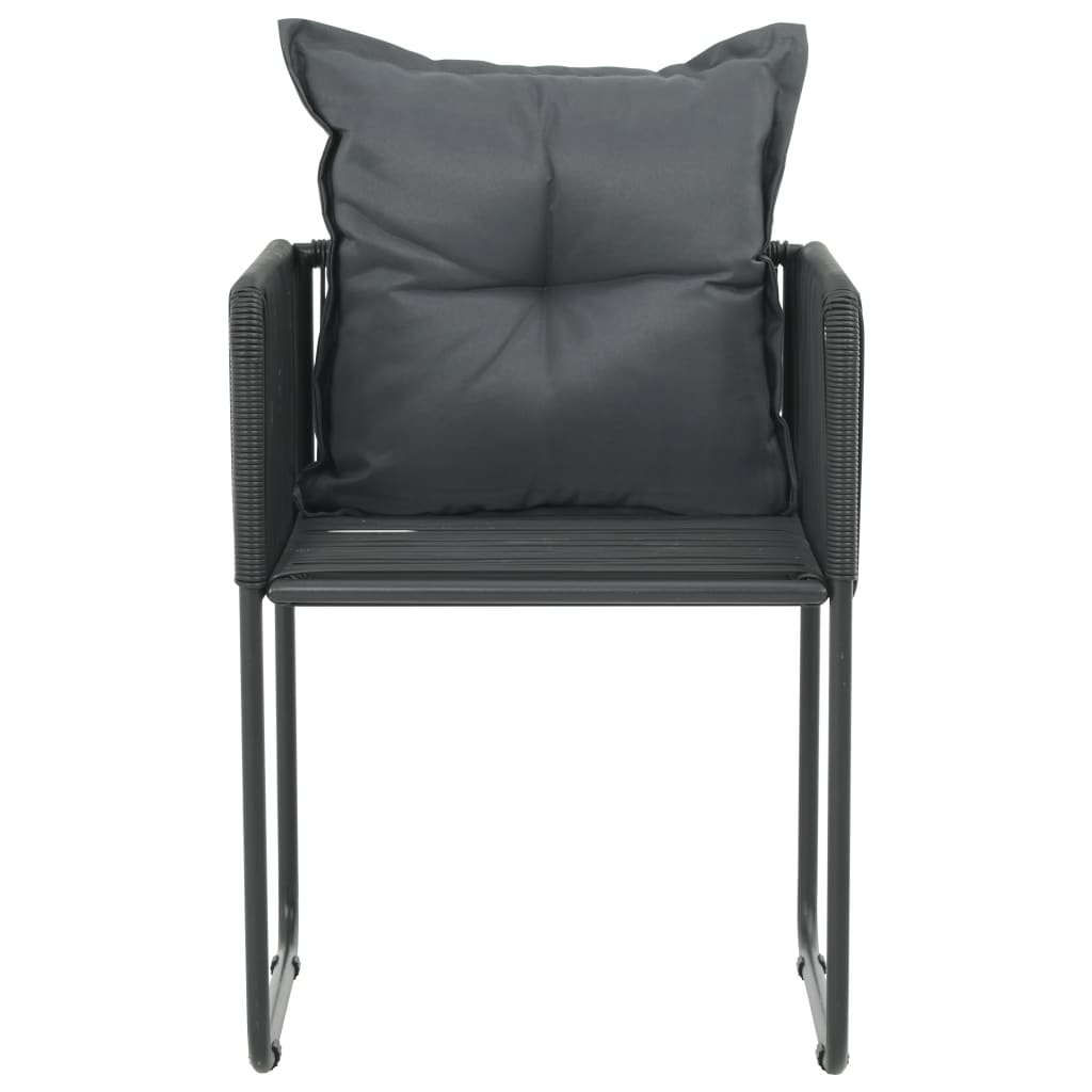 Gartenstühle 2 Stk. mit Polstern Poly Rattan Schwarz