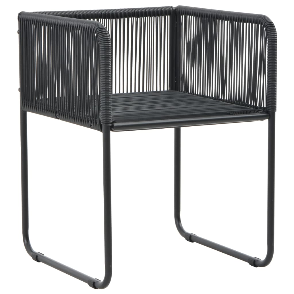 Gartenstühle 2 Stk. mit Polstern Poly Rattan Schwarz