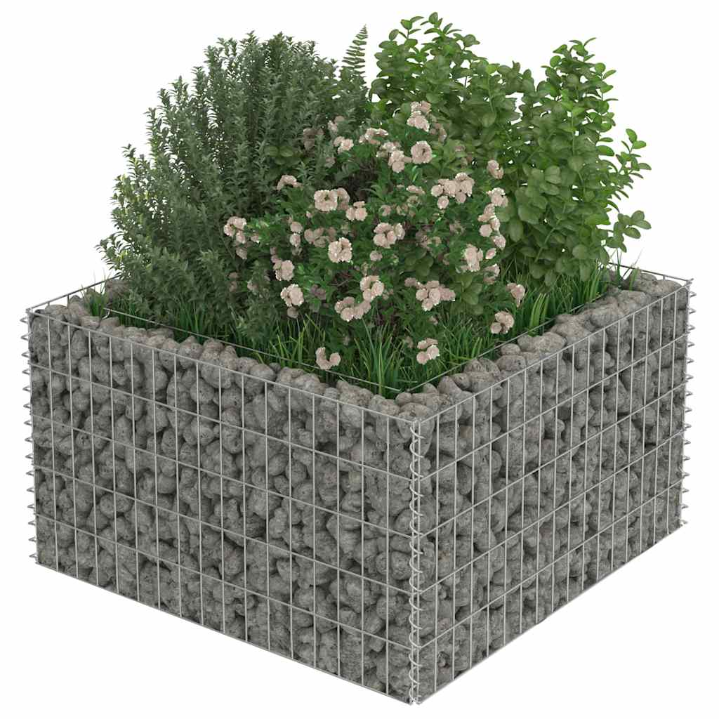 Gabionen-Hochbeet Verzinkter Stahl 90×90×50 cm