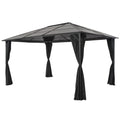 Gartenpavillon mit Vorhang Aluminium 4×3×2,6 m Schwarz
