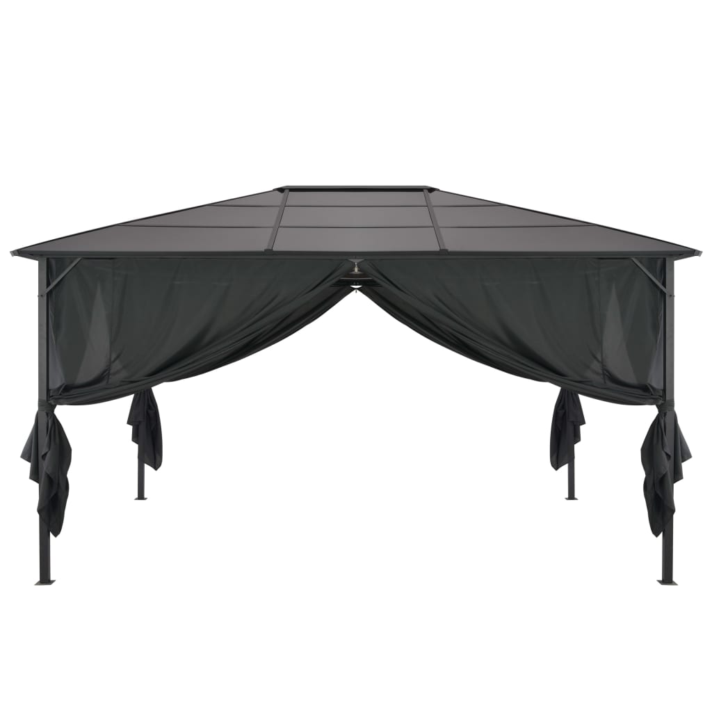 Gartenpavillon mit Vorhang Aluminium 4×3×2,6 m Schwarz