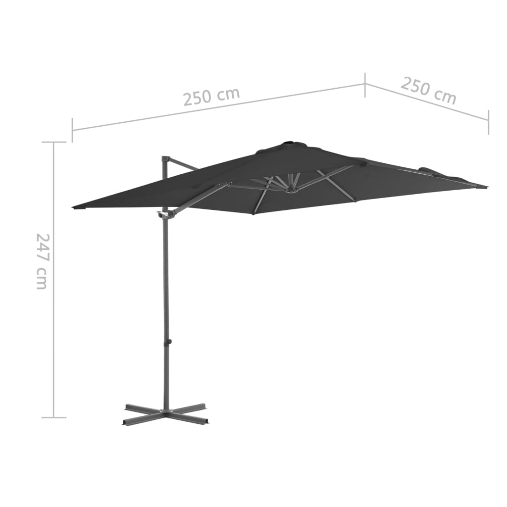 Ampelschirm mit Stahl-Mast 250x250 cm Anthrazit