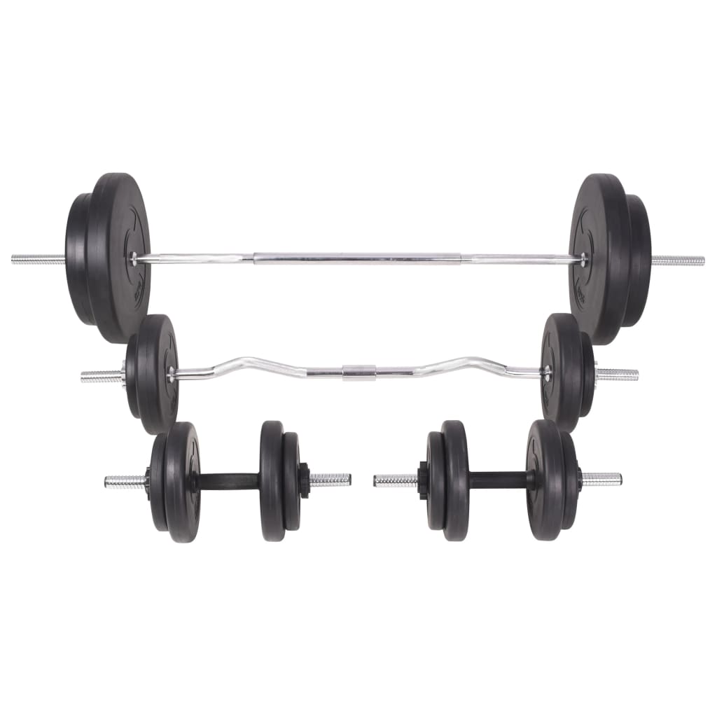Hantelbank mit Ablage, Langhantel und Kurzhantel-Set 90 kg
