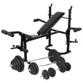 Hantelbank mit Ablage, Langhantel und Kurzhantel-Set 120 kg