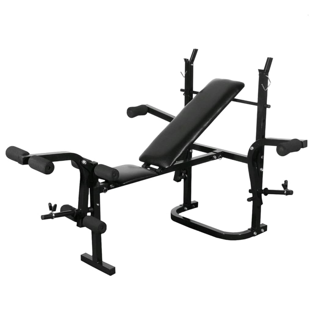 Hantelbank mit Ablage, Langhantel und Kurzhantel-Set 120 kg