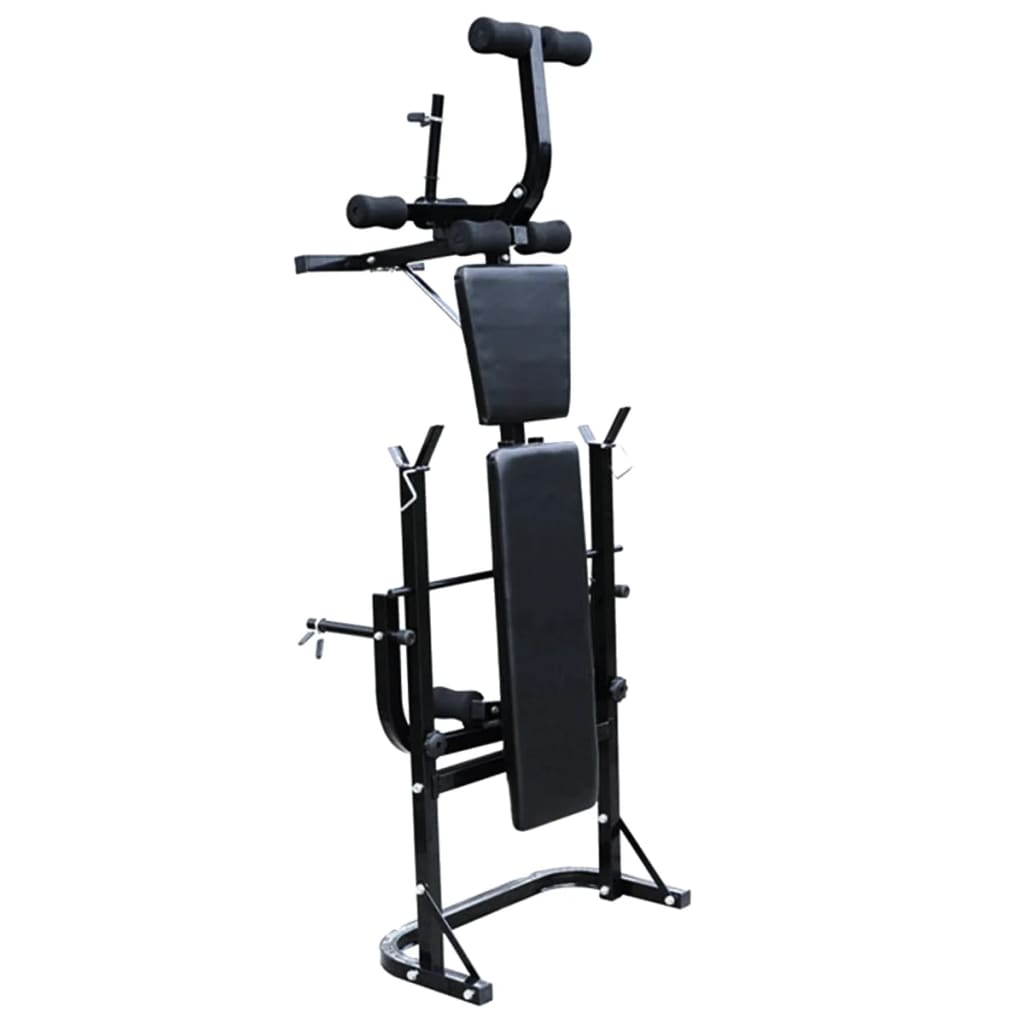 Hantelbank mit Ablage, Langhantel und Kurzhantel-Set 120 kg